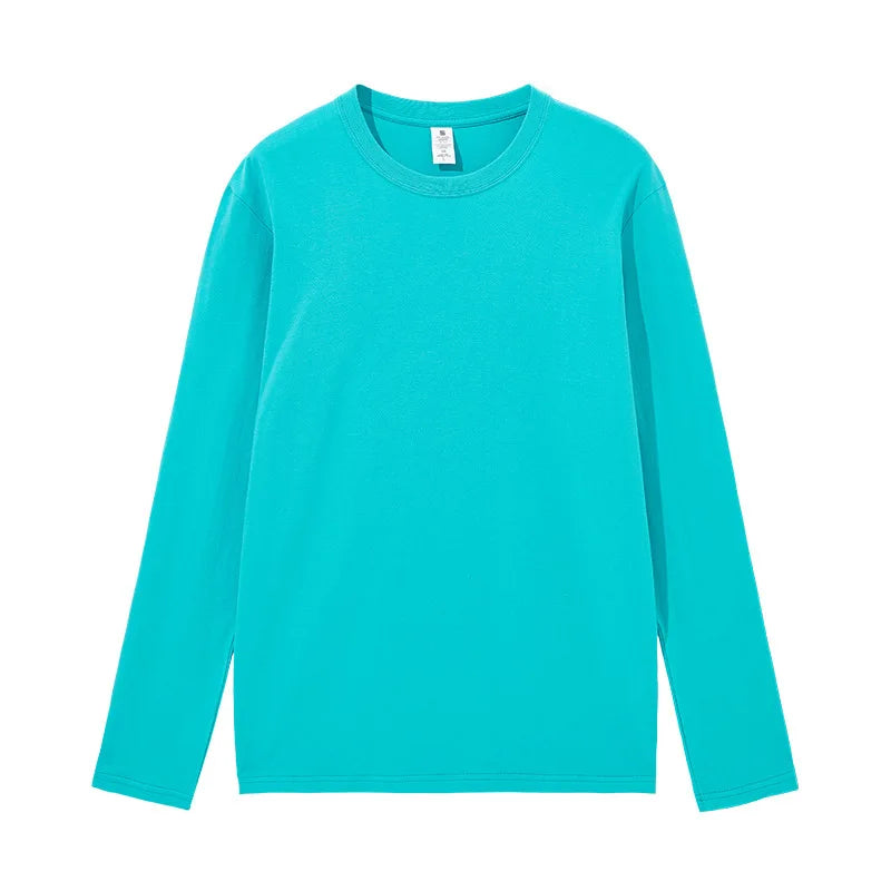 Spring Autumn Women’s Long Sleeve Cotton T-Shirt – Solid Casual Harajuku O-Neck Top 🌿✨