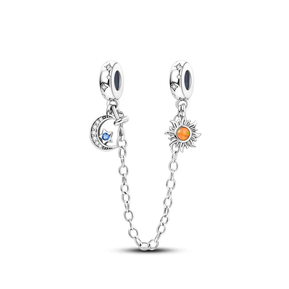 925 Sterling Silver Butterfly, Moon & Life Tree Safety Chain | Fits Original Bracelet DIY Jewelry Accessory