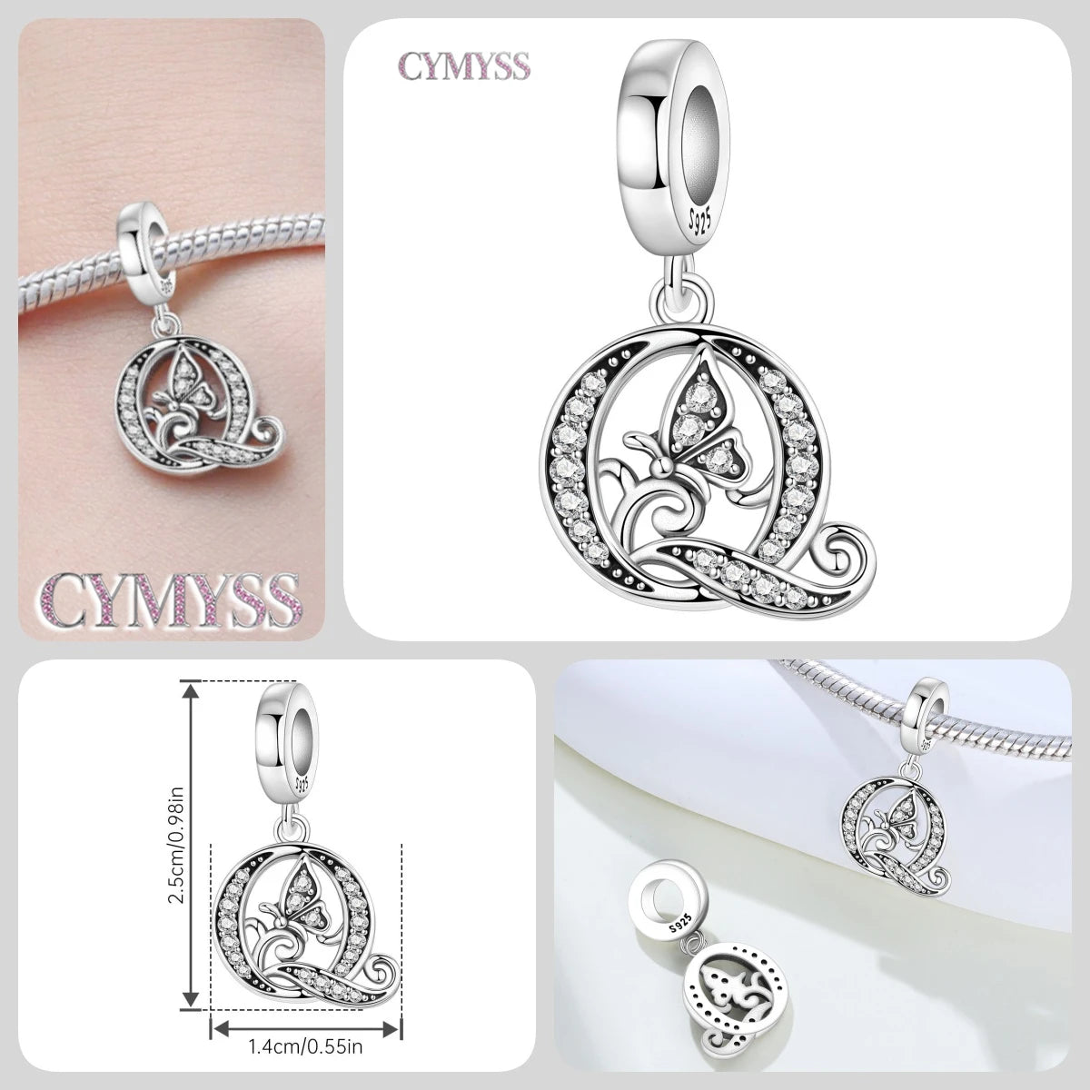 Original S925 Sterling Silver Butterfly & A-Z Letter Beads – DIY Bracelet & Necklace Jewelry