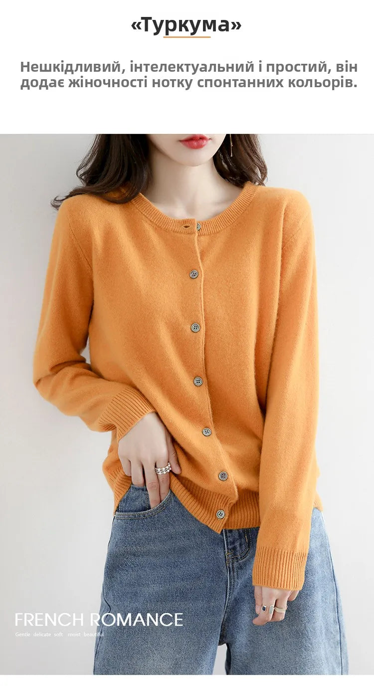 Off-Season Knitted Open Cardigan – Women’s Loose Round Neck Outerwear | Large Size Sweater for Spring & Autumn