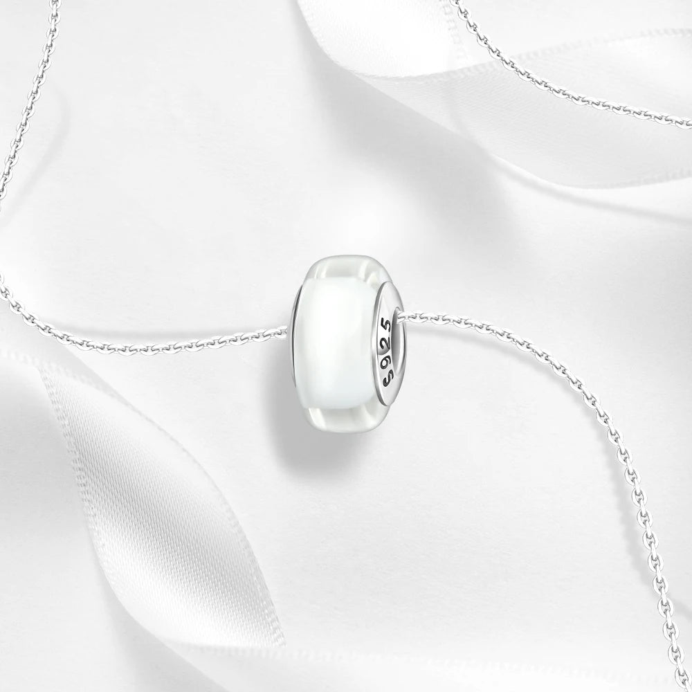 New 925 Sterling Silver Pink Daisy Murano Glass Charm | Cold Enamel Bead Fit Pandora Bracelet & Necklace