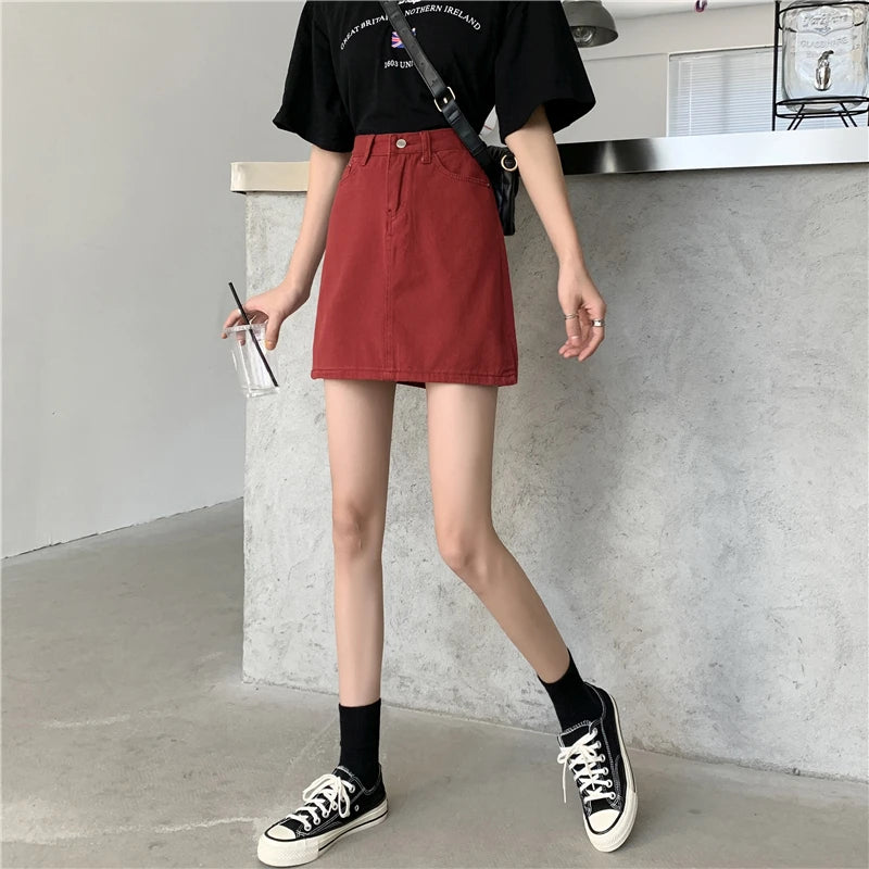 Women’s High Waist A-Line Denim Skirt | Slimming Bodycon Short Skirt Korean Style 2025
