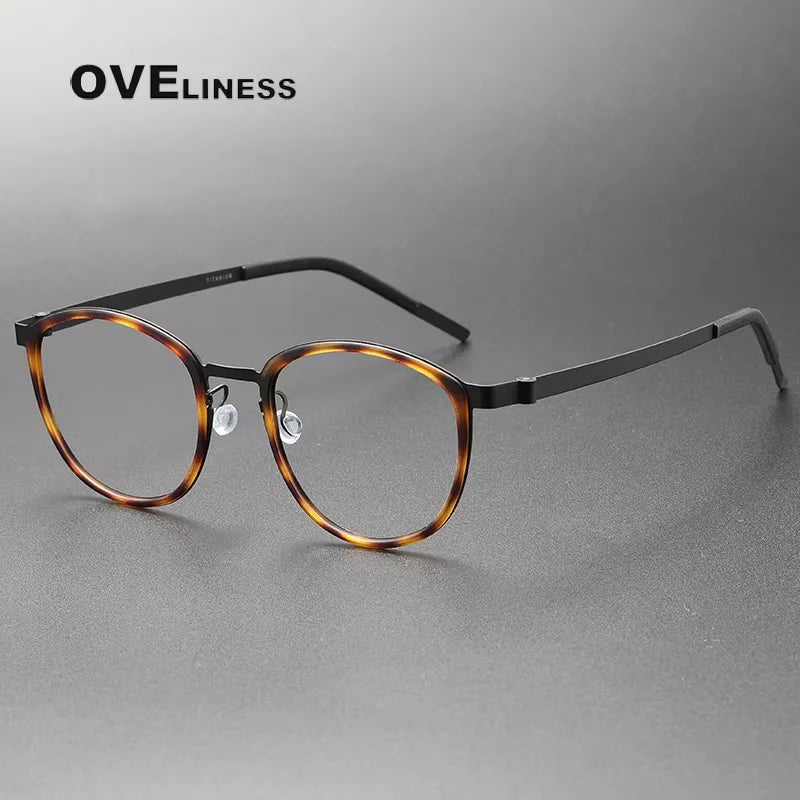 Ultralight Acetate Titanium Glasses 👓 Screwless Round Frame Eyewear