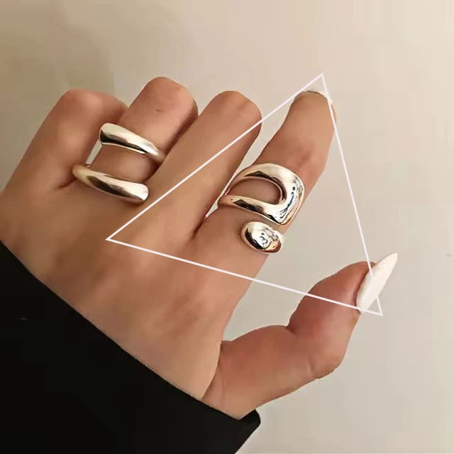 VENTFILLE 925 Sterling Silver Irregular Geometry Ring – Women’s Minimalist Jewelry Gift