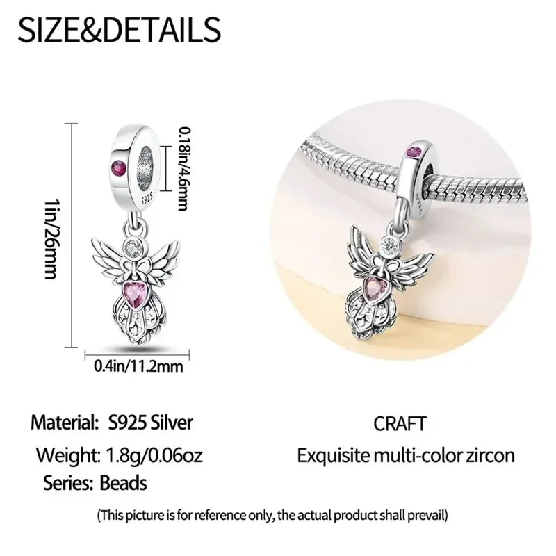 925 Sterling Silver Classic Purple Retro Heart Charm | Lotus Angel Beads for Bracelet & Necklace DIY Jewelry