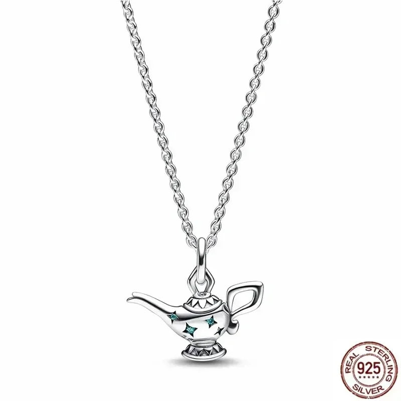 925 Silver Heart Pendant 💖 Dazzling Round Necklace Fits Pandora Gift