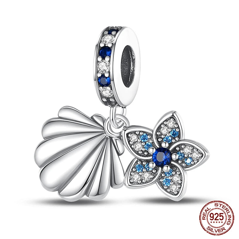 Blue Ocean Series 925 Sterling Silver Turtle Crab Mermaid Charms for 3mm Bracelet