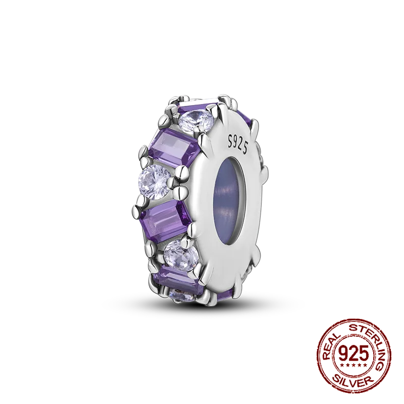 925 Sterling Silver Purple Flower & Butterfly Dangle Charm | Bead for 4MM Bracelet or Necklace DIY Jewelry Gift