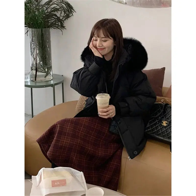Retro Plaid  Skirt Women's Autumn Winter New A-Line Umbrella Skirt Wrap around Mid-Length Small Size f-length Skirt