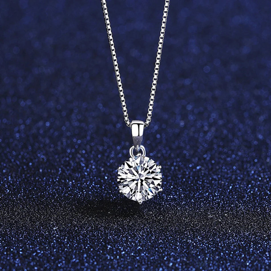 Butterflykiss 1CT Moissanite Pendant Necklace 925 Sterling Silver Bridal Jewelry