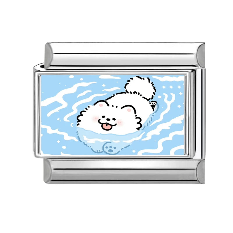 2025 Original Y2K Colorful Cute Cartoon Cats Dogs Italian Charm Links Fit 9mm Stainless Steel Bracelet Men Women DIY Making Gift