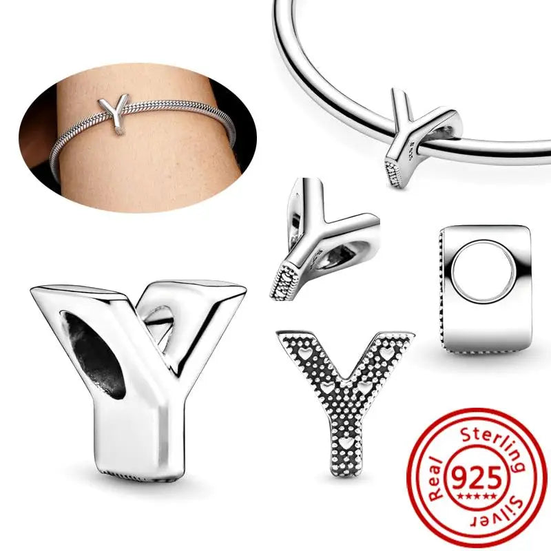925 Sterling Silver A–Z Alphabet Letter Charms | Gold & Silver Beads for Women DIY Bracelet Jewelry