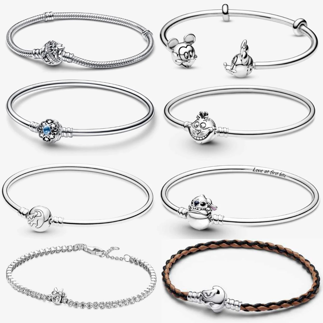 Minnie Mickey Snowman 925 Sterling Silver Charm Bracelet for Women | DIY Jewelry Gift