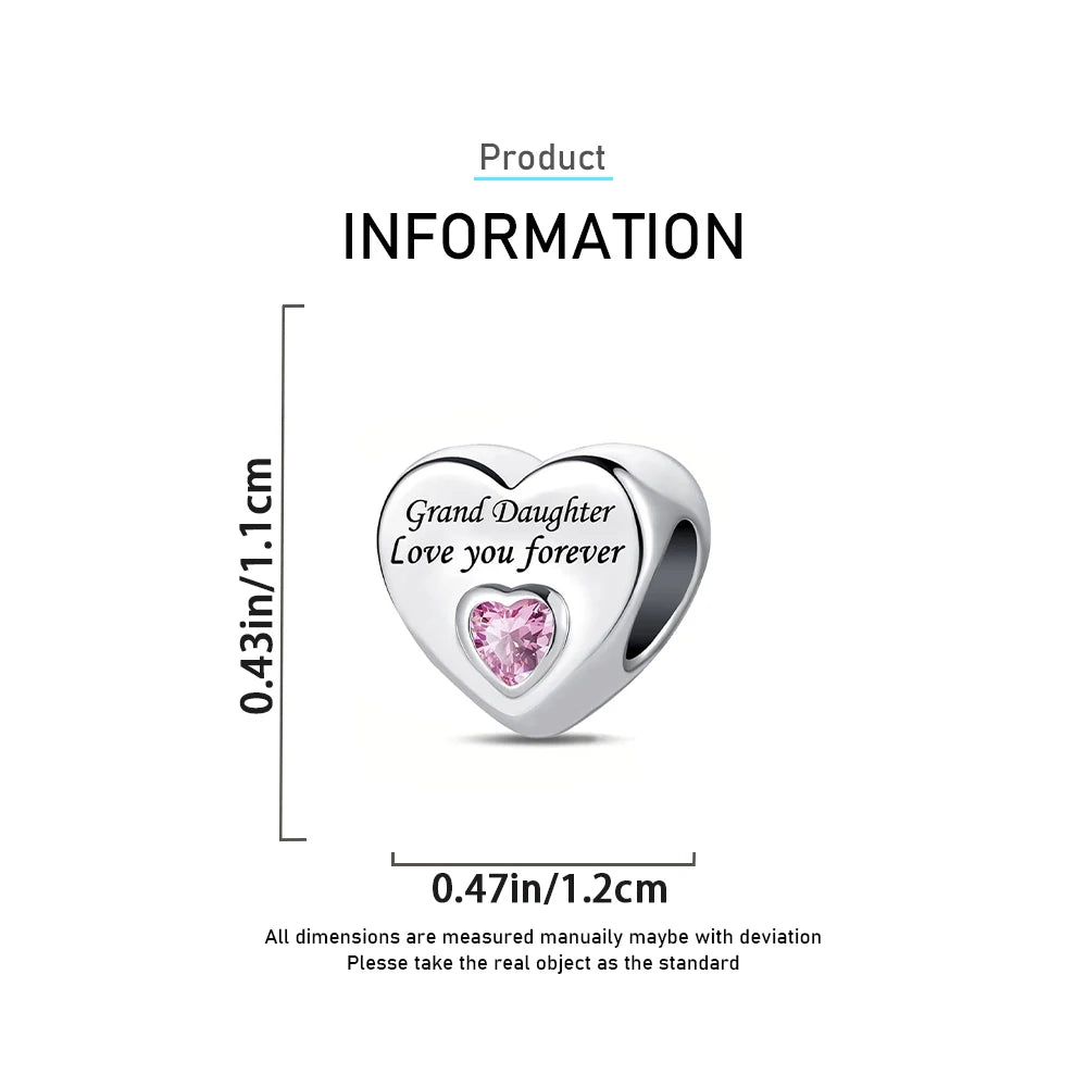 2025 New 925 Sterling Silver Heart Charm Sister Mother Daughter Beads Fit Pandora Bracelet