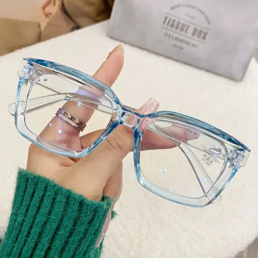 Fashion Anti Blue Light Glasses for Women – Trendy Rice Nail Square Frame Fake Eyeglasses | Flat Light Computer Glasses