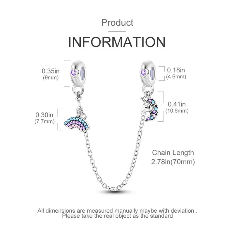 925 Sterling Silver Star Moon Safety Chain Charm | Pandora Fit Jewelry