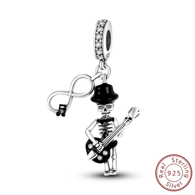 Halloween 925 Sterling Silver Luminous Pumpkin Witch Charm | Skeleton, Mummy & Candy Bead for DIY Bracelet Jewelry Gift