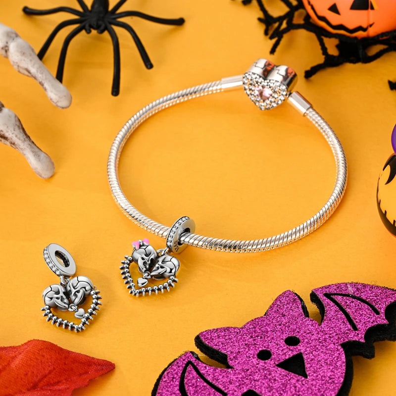 925 Sterling Silver Halloween Series Charms | Pumpkin, Witch, Skull & Candy Beads Fit Original Bracelet DIY Jewelry