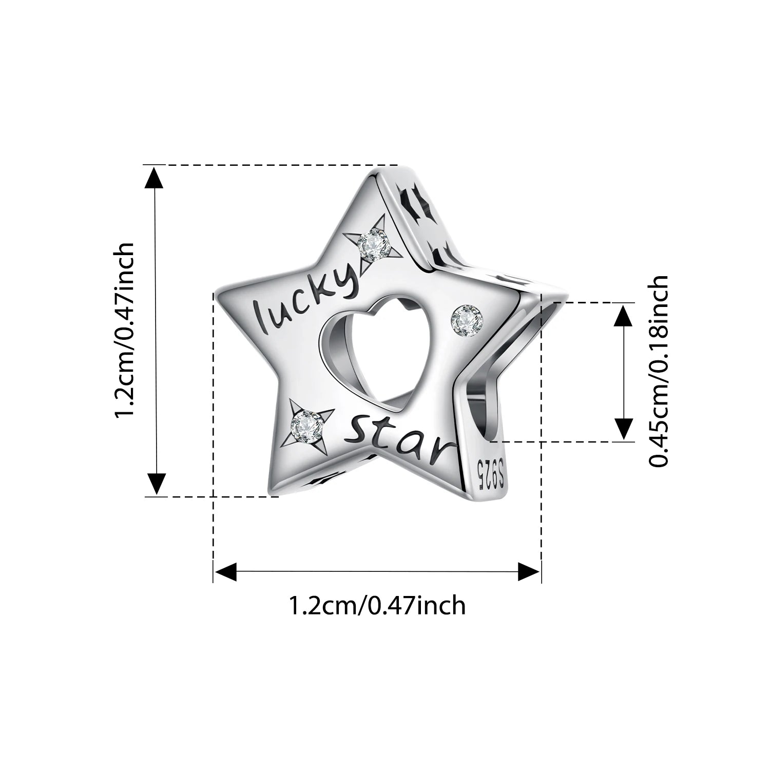 BAMOER 925 Sterling Silver Star of David Pendant | Polished Hexagram CZ Bead | Fits Original Bracelet DIY Jewelry Accessories