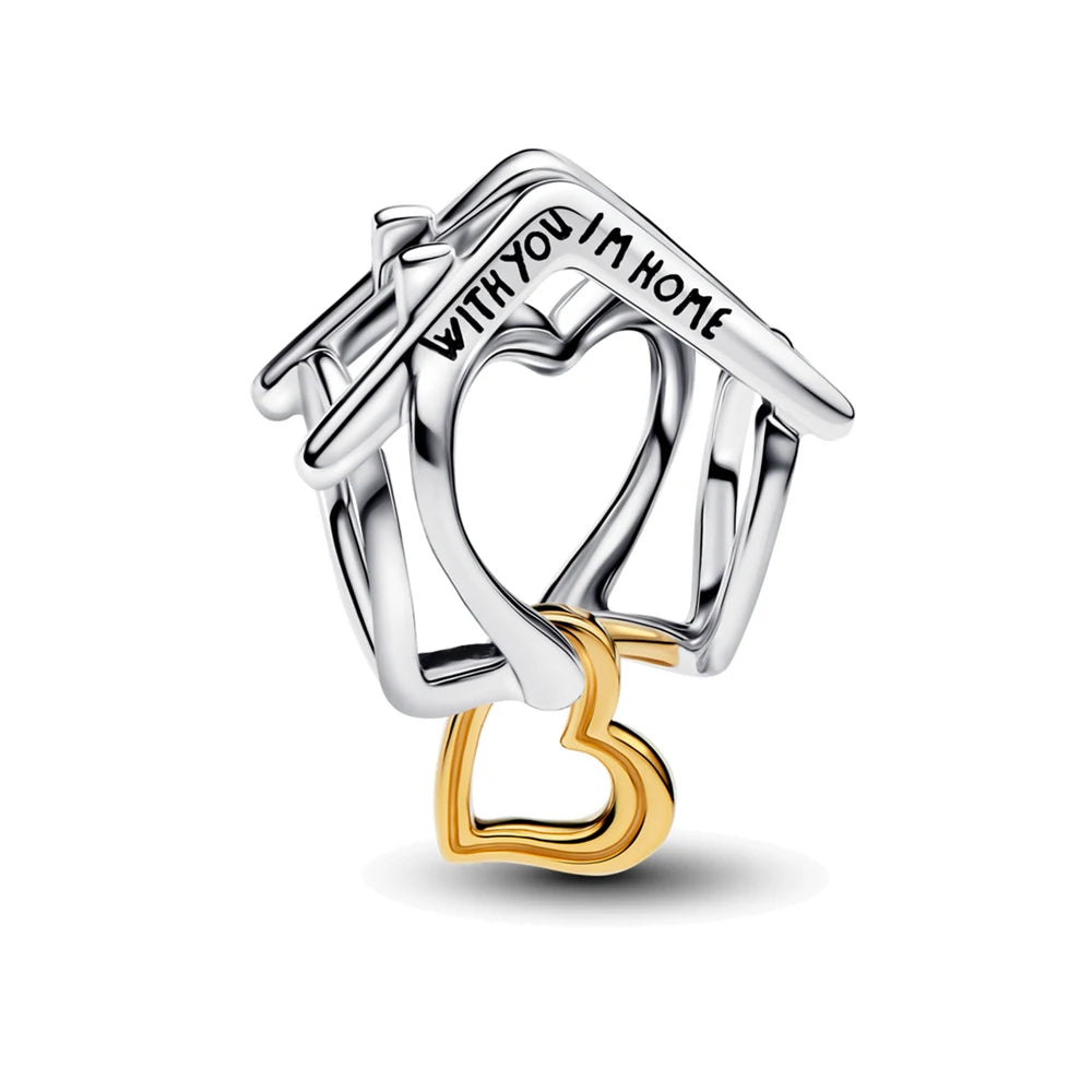 Sparkling Christmas Butterfly Bell Moon Charms | 925 Silver Beads Fit Original Pan Bracelet | DIY Women Jewelry New Year Gift