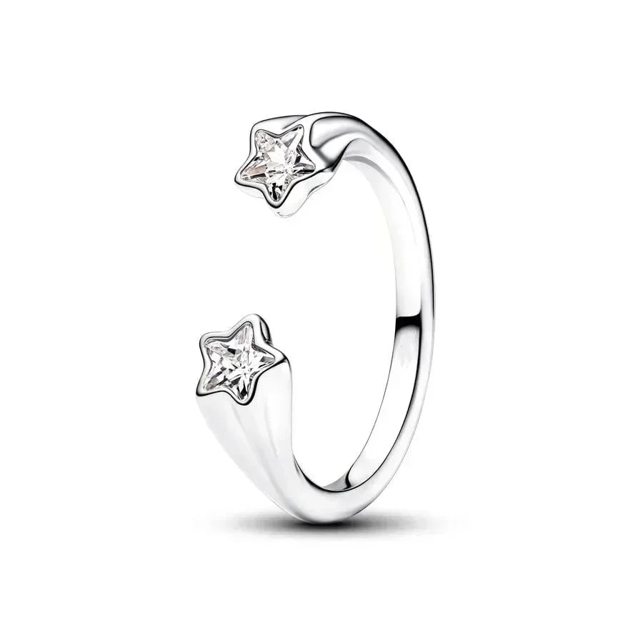 925 Sterling Silver Double Heart, Bow & Starfish Crown Rings | Women’s Moon Ring Fine Jewelry Wedding & Valentine Gift