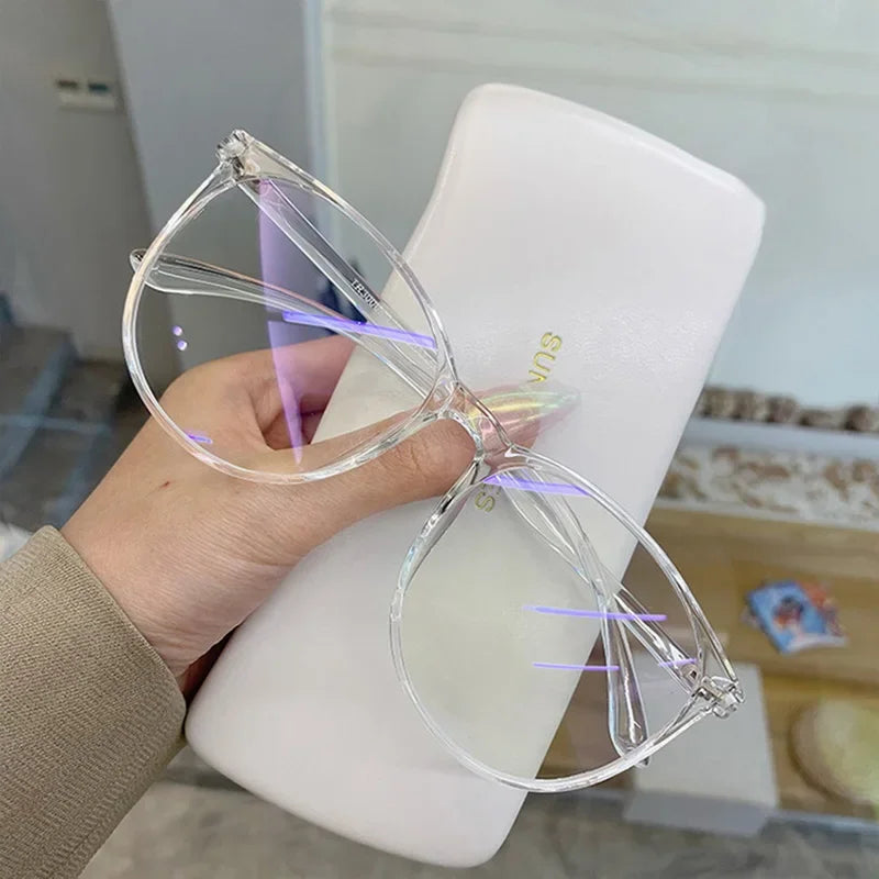 Transparent Anti Blue Light Glasses – Unisex Round Frame Korean Fashion Eyeglasses | Eye Protection Spectacle Eyewear