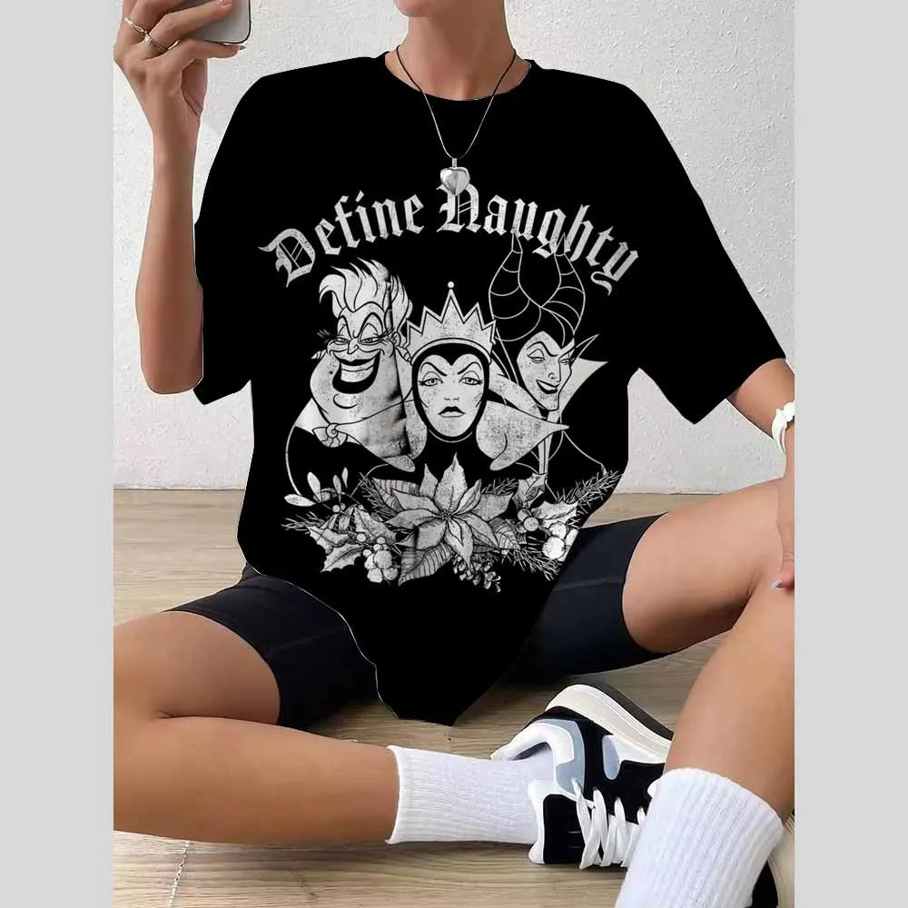 Women’s 2025 Trend Top – 3D Disney Princess Print T-Shirt / Blouse Fashionable Summer 👗✨