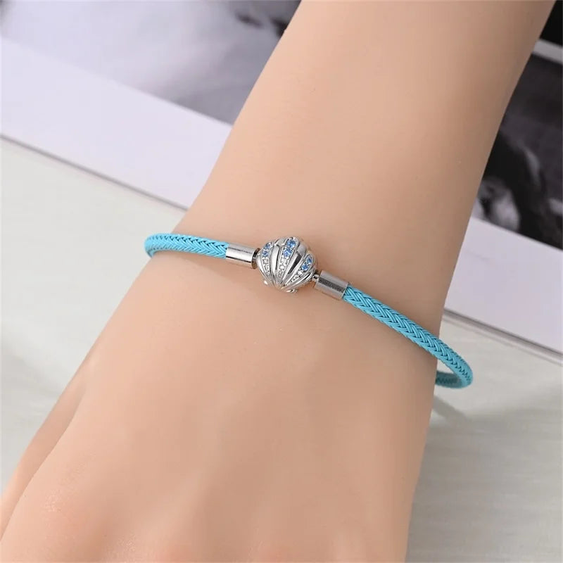 925 Sterling Silver Rainbow Leather Braided Bracelet | Eternal Love Stars & Moon Charm – DIY Women’s Beaded Jewelry Gift
