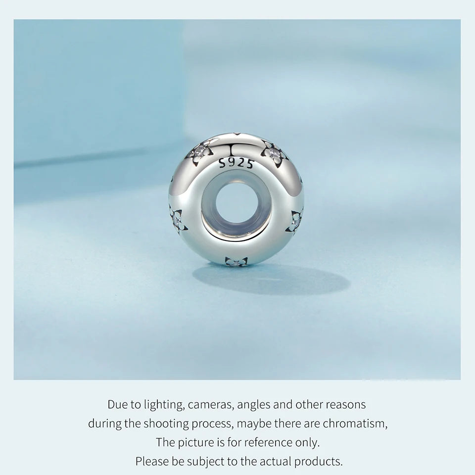 BAMOER 925 Sterling Silver Star of David Pendant | Polished Hexagram CZ Bead | Fits Original Bracelet DIY Jewelry Accessories