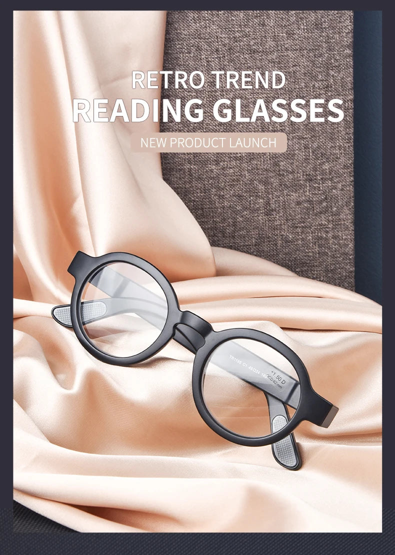 Guanhao Brand Men Reading Glasses – Vintage Round Frame Clear Eyewear | Thick Large Frame Presbyopia Glasses for Women & Elderly