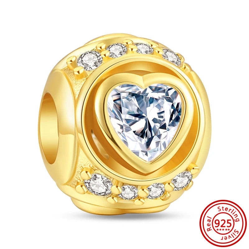 925 Sterling Silver Heart Pave Zircon Family Tree Charm | Fits Original Bracelet Women’s Luxury Jewelry Gift