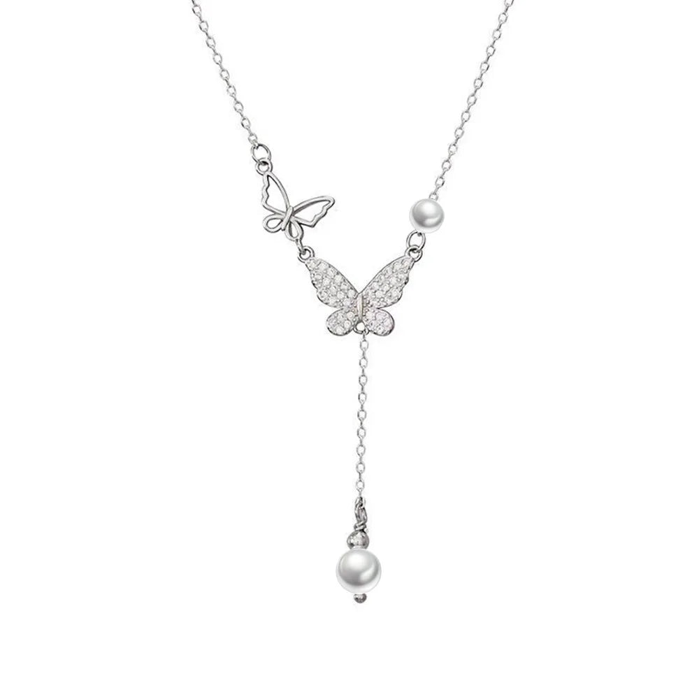 925 Sterling Silver Butterfly Pearl Necklace | Women’s Fashion Jewelry – Birthday & Wedding Gift