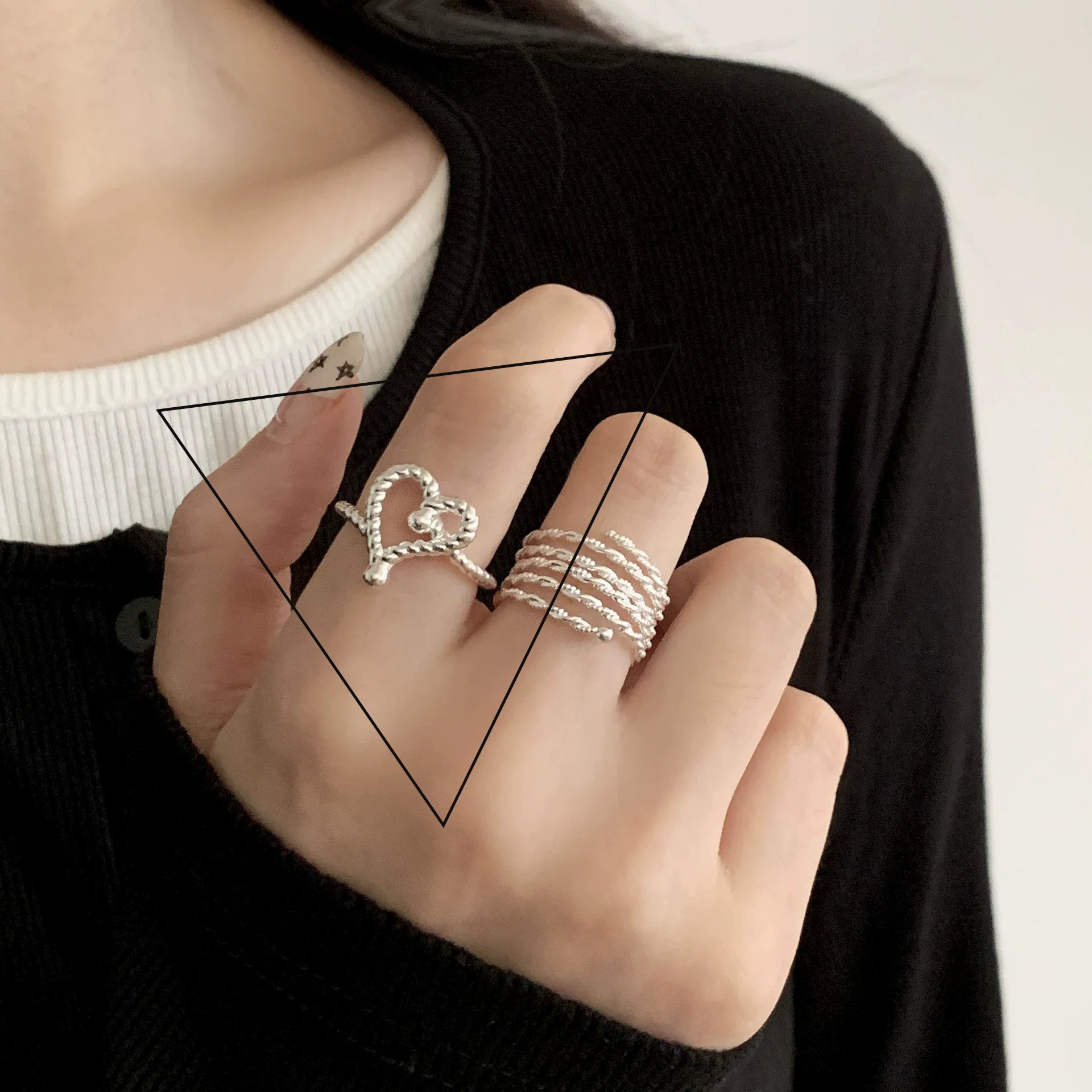 VENTFILLE 925 Sterling Silver Flower Lace Ring – Adjustable CZ Korean Fashion Jewelry