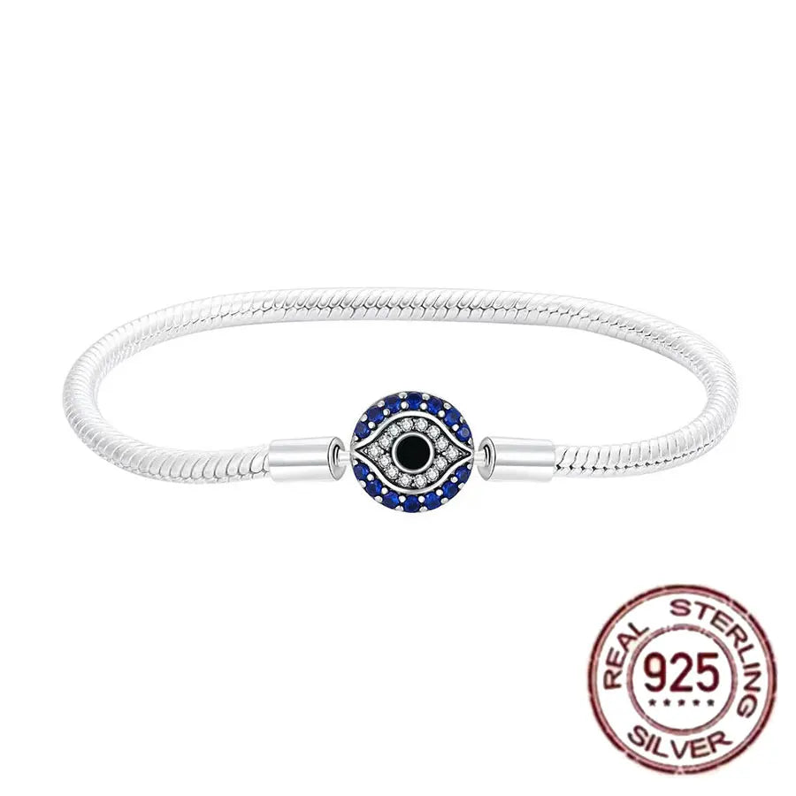 S925 Sterling Silver Crown Mickey Snake Bone Bracelet | Women’s DIY Gift