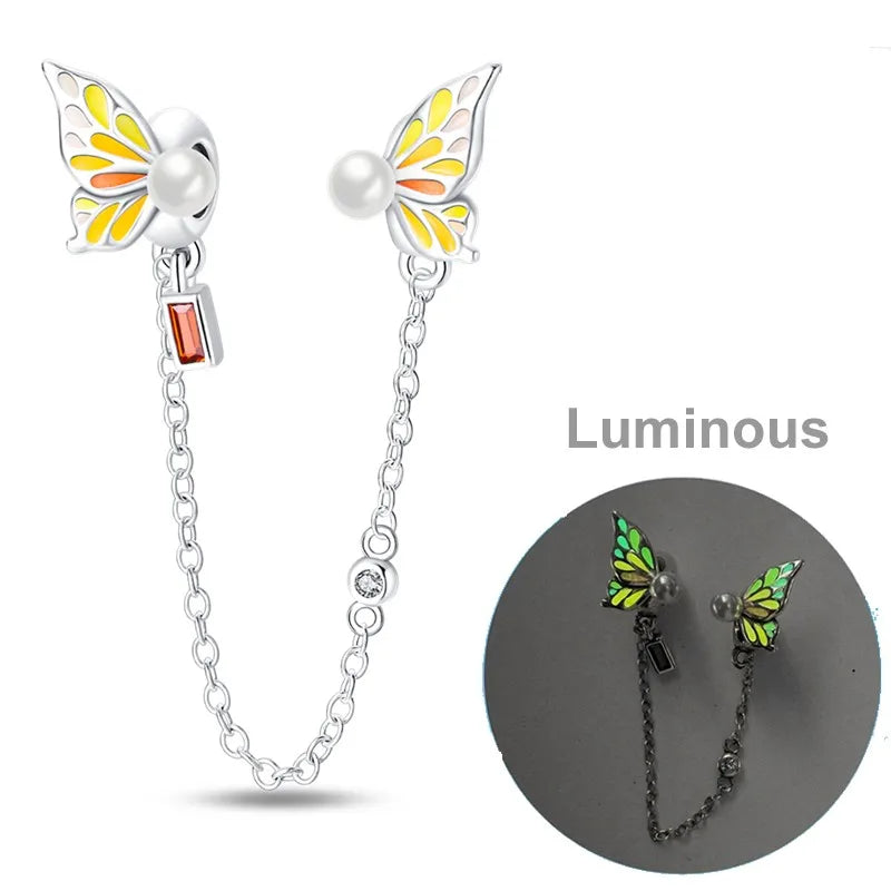 925 Sterling Silver Star Moon Safety Chain Charm | Pandora Fit Jewelry