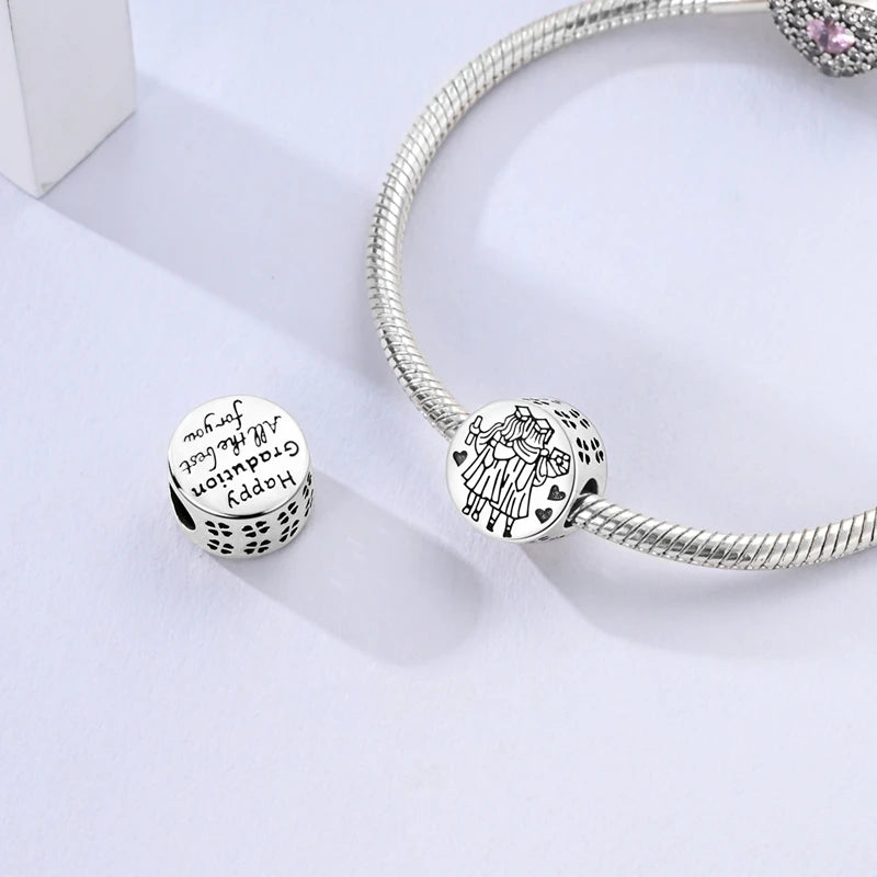 925 Sterling Silver Star, Moon & Heart Safety Chain | CZ Beads Angel Wing Charm for Original Bracelet DIY Jewelry