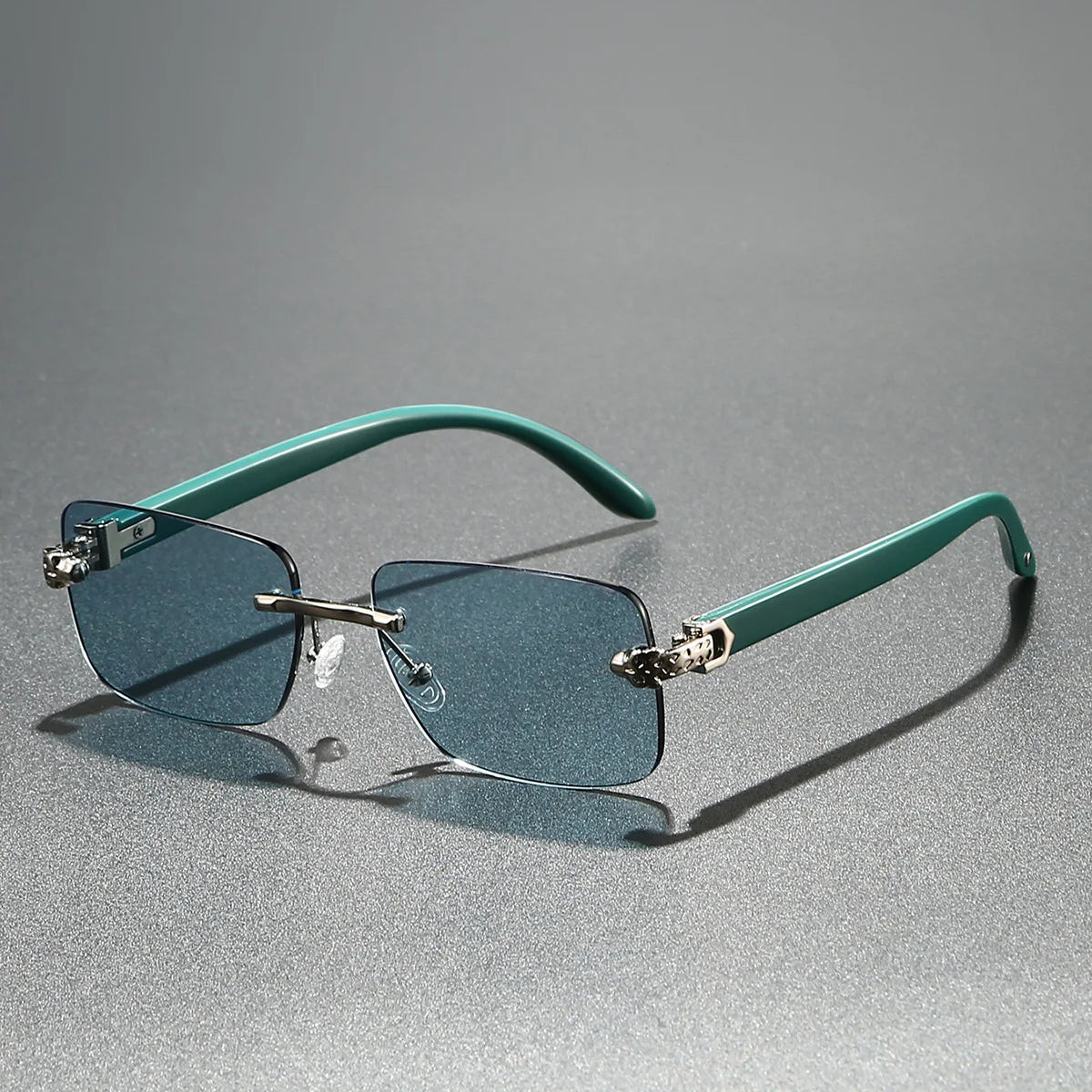 Europe Fashion Rectangular Sunglasses – Men Women Unisex Luxury Rimless Frameless Sun Glasses | Cheetah Style Wooden Texture