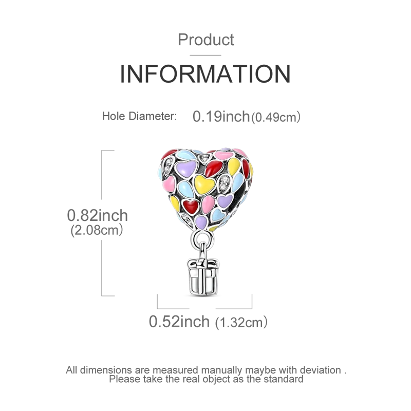 925 Sterling Silver Zircon Bowknot Heart Balloon Charms | Original Pendant Beads Fit Bracelet DIY Fine Jewelry for Women