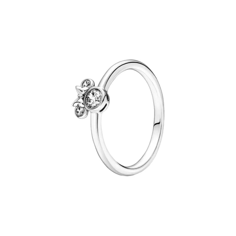 Fashion 925 Sterling Silver Disney Classic Crown & Heart Bow Mickey Mouse Ring | Women’s Anniversary Jewelry Gift