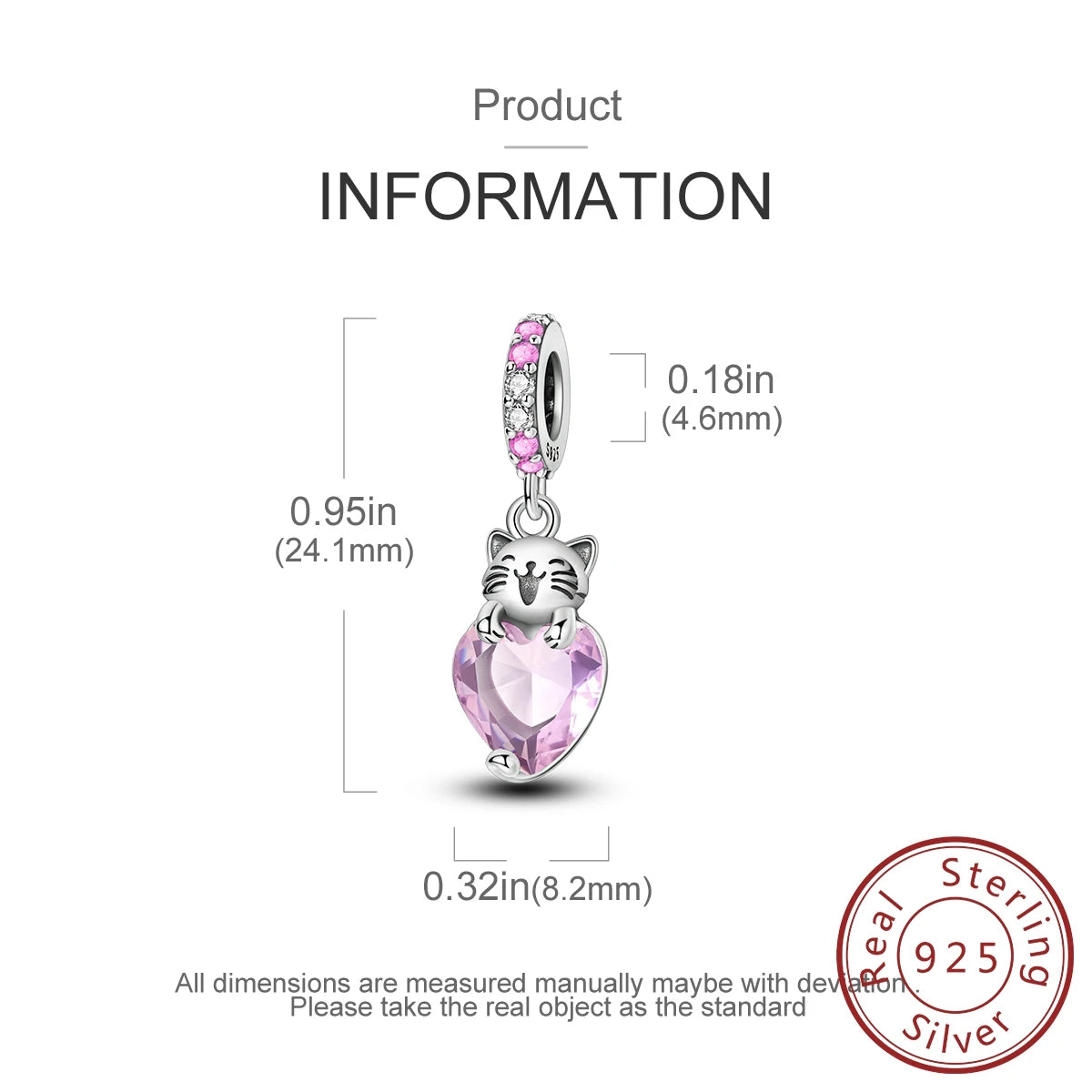 925 Sterling Silver Pink Zircon Heart Cross Charm | Fits Pandora Original Bracelet | Women’s Pendant DIY Jewelry Gift