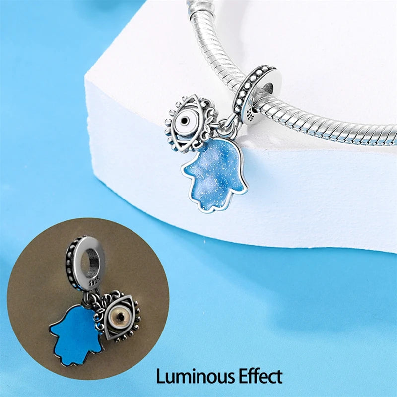 925 Sterling Silver Colorful Luminous Charms | Shell Turtle Star Beads