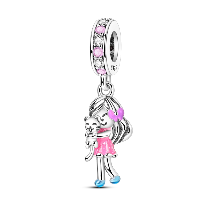 925 Sterling Silver Colorful CZ Zircon Dangle Charm | 2025 New Fashion Bead | Fits Pandora Bracelet | DIY Jewelry Gift