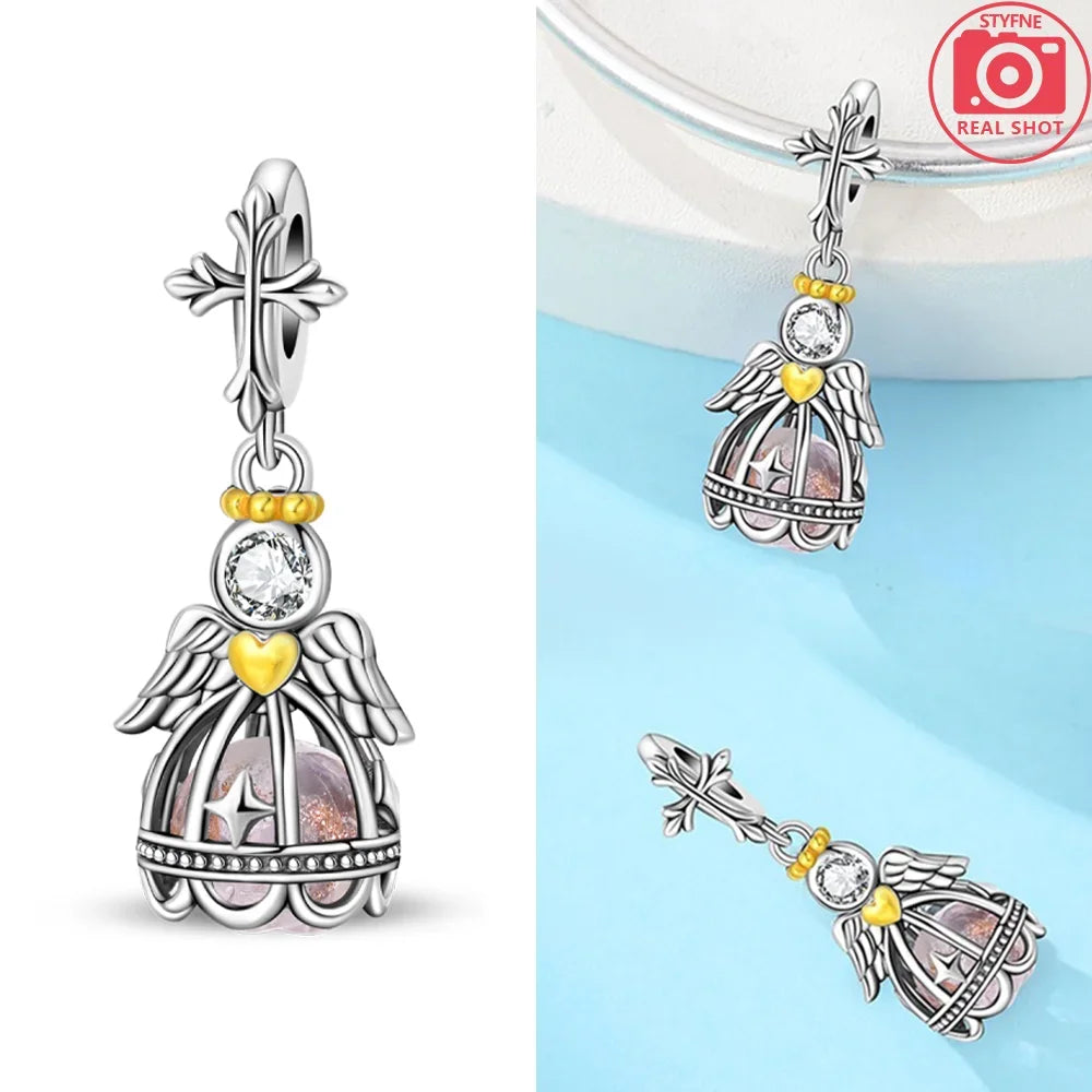 925 Sterling Silver Red Cherry Girl Polka Dot Matryoshka Charms | Bow Beads Fit Original Bracelet DIY Jewelry Gift for Women