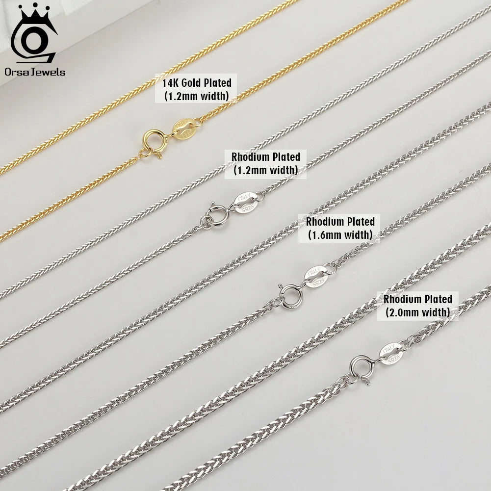 ORSA JEWELS Italian Handmade 1.2mm Chopin Chain Necklace – Solid 925 Sterling Silver Unisex Pendant Neck Chain Jewelry SC53