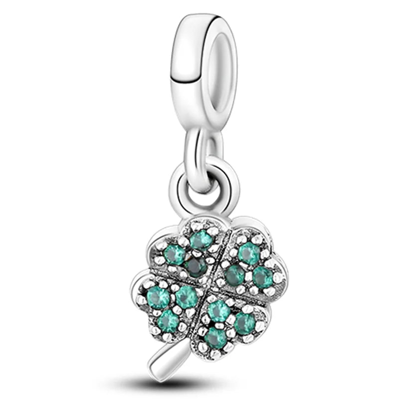 925 Sterling Silver Colorful Charms – Rose, Crown, Rainbow & Heart Dangle Beads Fit Pandora Bracelet & Necklace