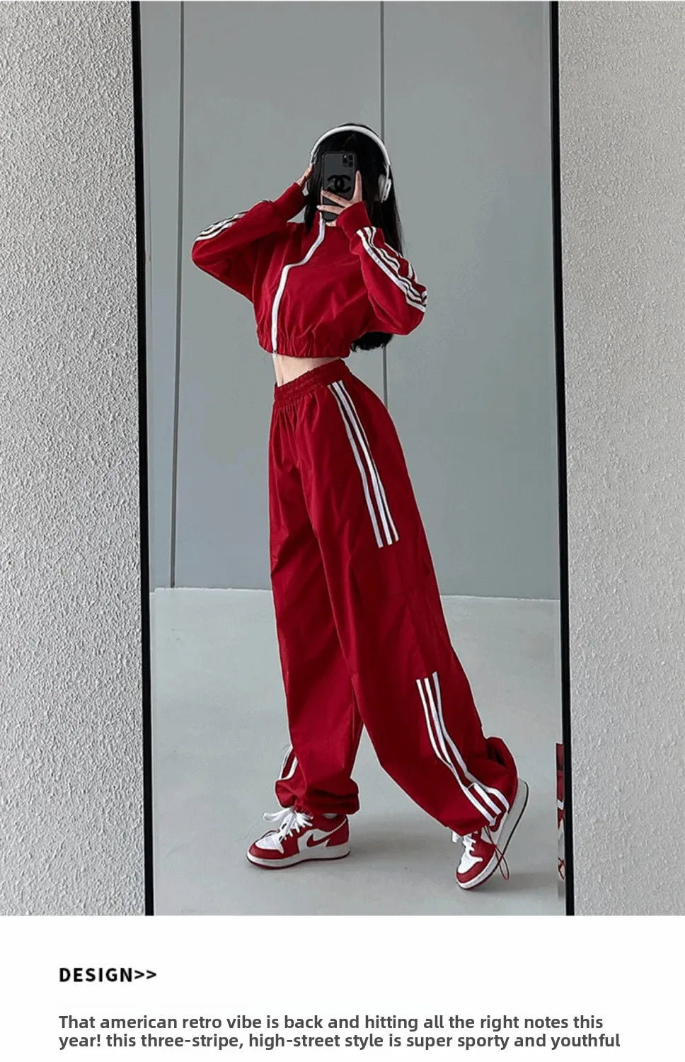 Women’s High Waist Wide Leg Pants | American Style Loose Straight Trousers with Elastic Waist & Cuffed Hem