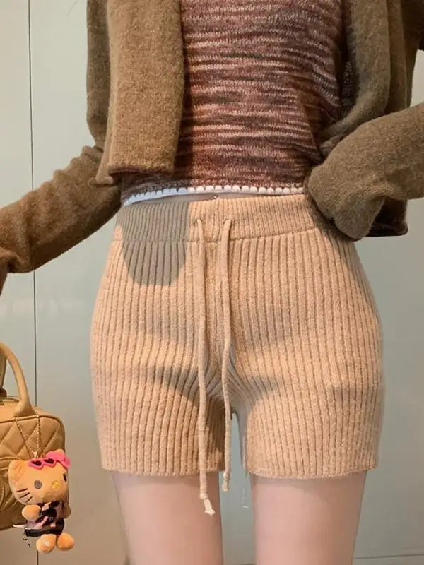 High Waist Knitted Wool Wide-Leg Pants for Women – Autumn Casual Straight Bootcut Trousers