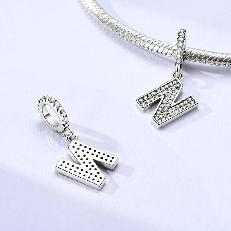 New 26 A–Z Letter Charms Beads 925 Sterling Silver | Alphabet Pendant Fit Original Bracelet Women Jewelry Gift