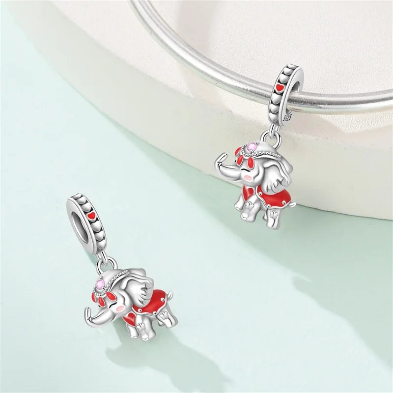 925 Sterling Silver Animal & Love Charms | Cat, Elephant, Bear, Swan & Easter Egg Beads Fit Original 3mm Bracelets DIY Jewelry