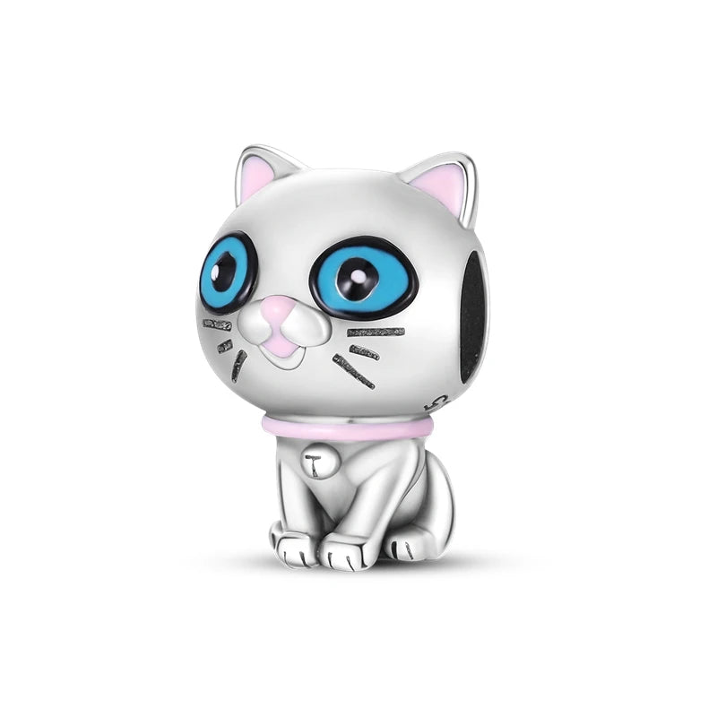 925 Sterling Silver Dog & Cat Animal Series Charms | Pet Beads for Original Bracelet & Necklace DIY Jewelry for Women